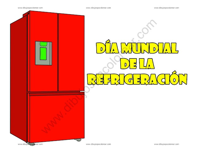 Día Mundial de la Refrigeración dibujo a color y para colorear